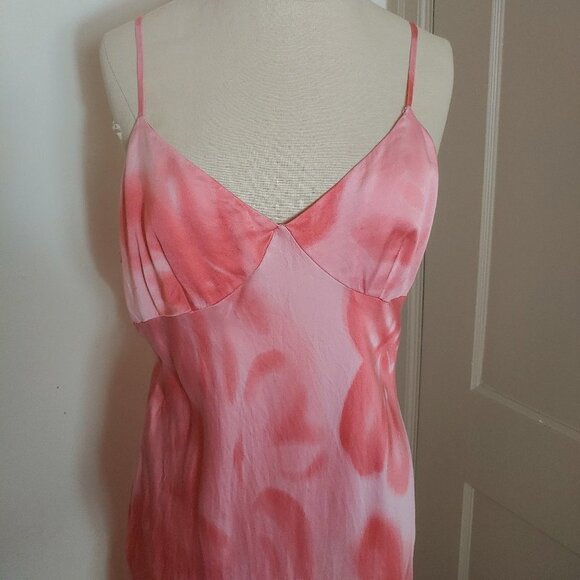 Vintage Silk Slip Sun Dress 90's Y2K Fairy Core Boho Sundress Tie Dye Going Out - Picture 6 of 11